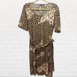 Harvé Benard Animal Print Dress Olive & Cream Size 10